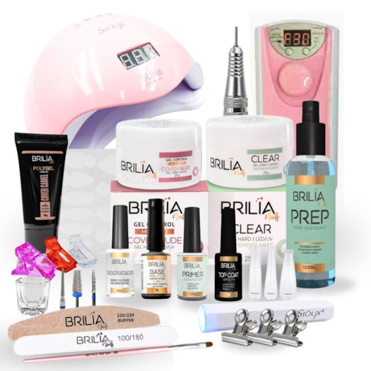 Kit com equipamentos completo alongamento no molde F1 - Brilia Nails