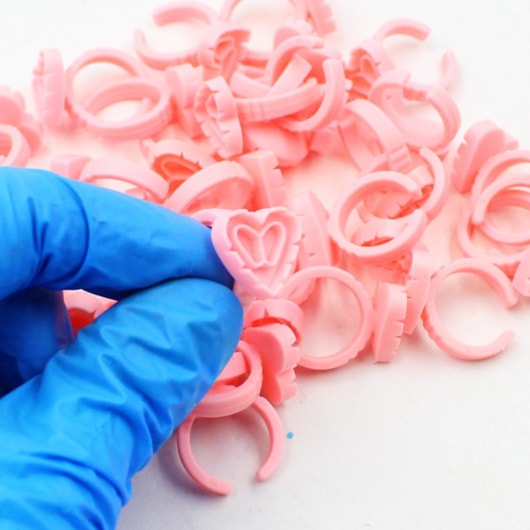 100 Anéis Coração Batoque Descartáveis c/ Divisórias