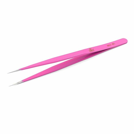 Pinca Reta Para Cílios E Pedrarias Ponta Super Fina Rosa D&z